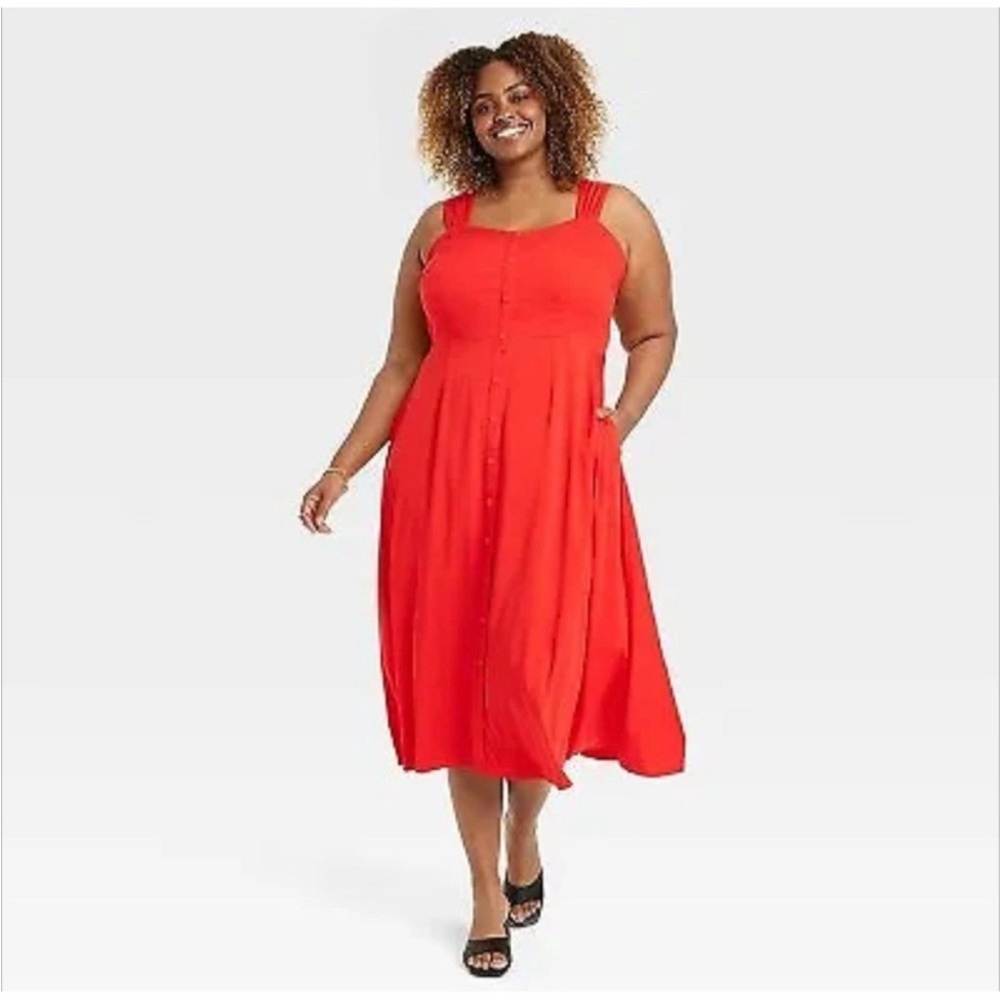 Ava & Viv Bold Red Midi Dress